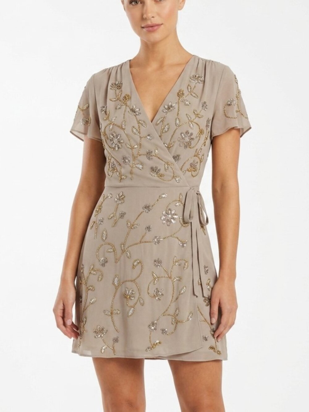 Altar'd State Beaded Wrap Mini Dress